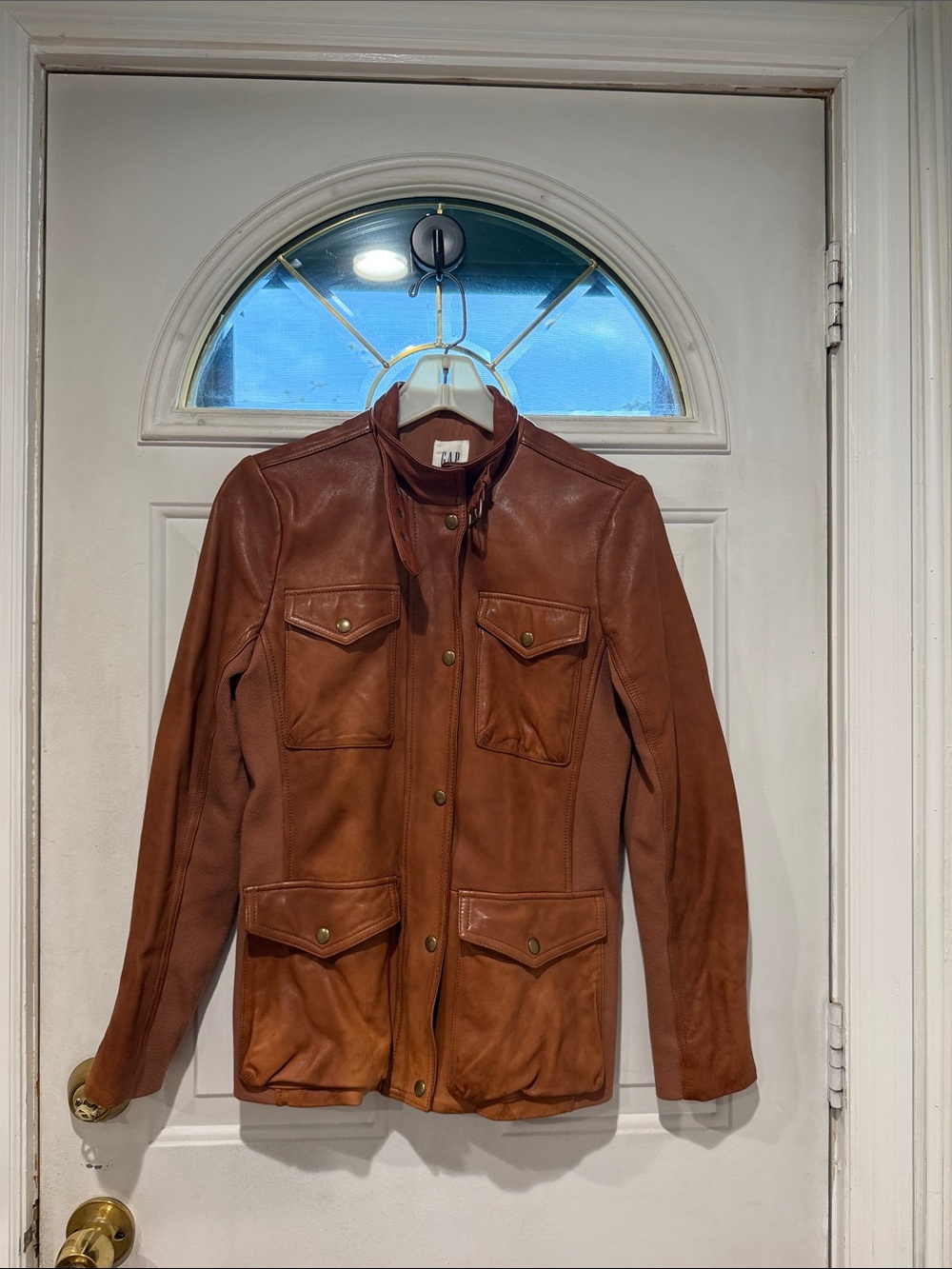 Gap women’s Brown Leather Field Jacket small smart